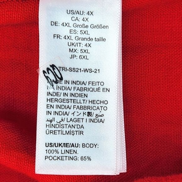 The Drop Priya Linen Shorts Womens Plus Size 4X Red Summer Vacation Travel Vacay - Picture 8 of 10